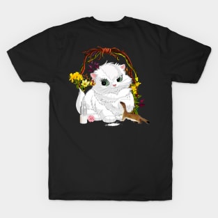 Sweet little cat with otter drinking milk T-Shirt